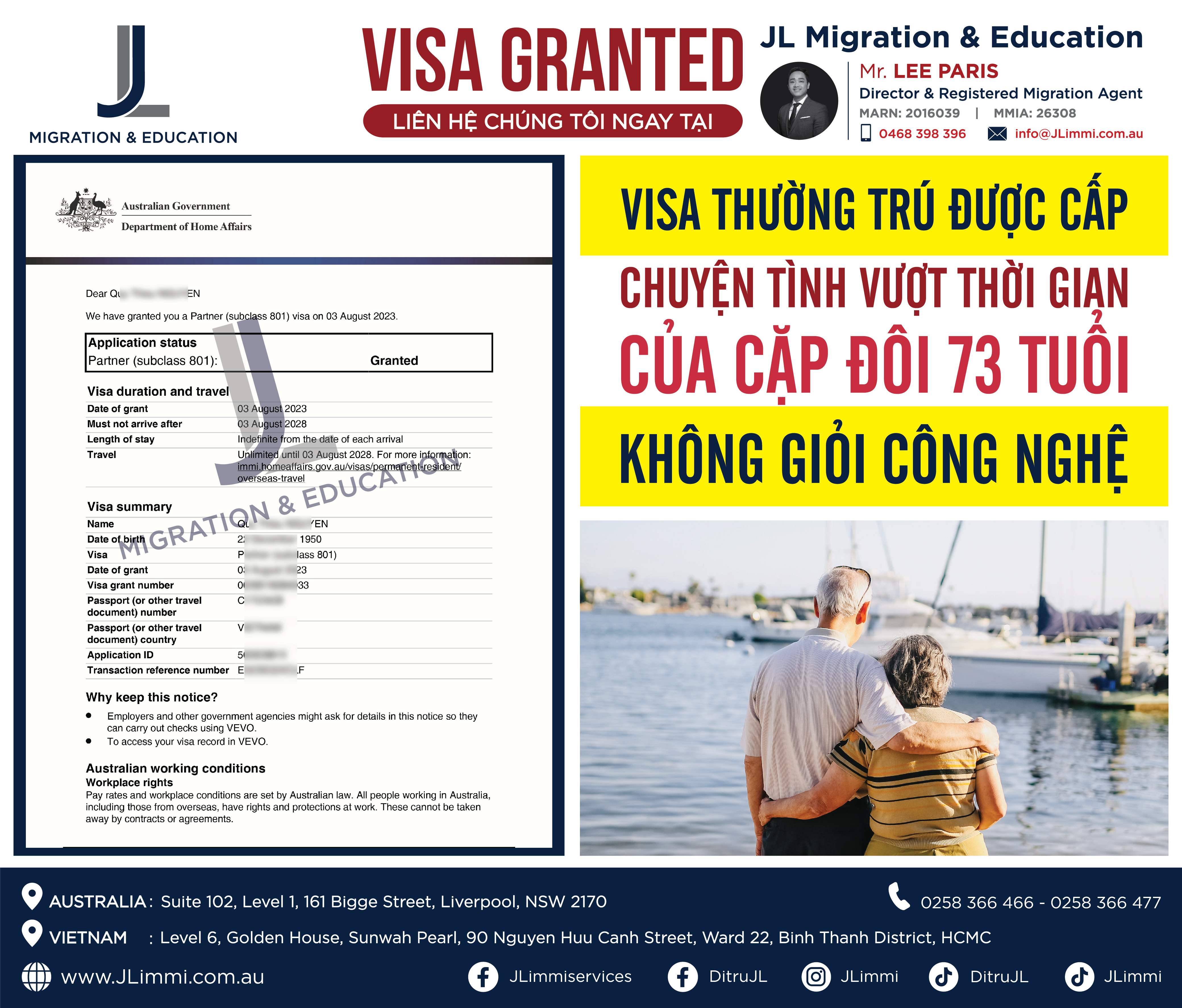 Visa thường trú được cấp: Chuyện tình vượt thời gian của cặp đôi 73 tuổi không giỏi công nghệ